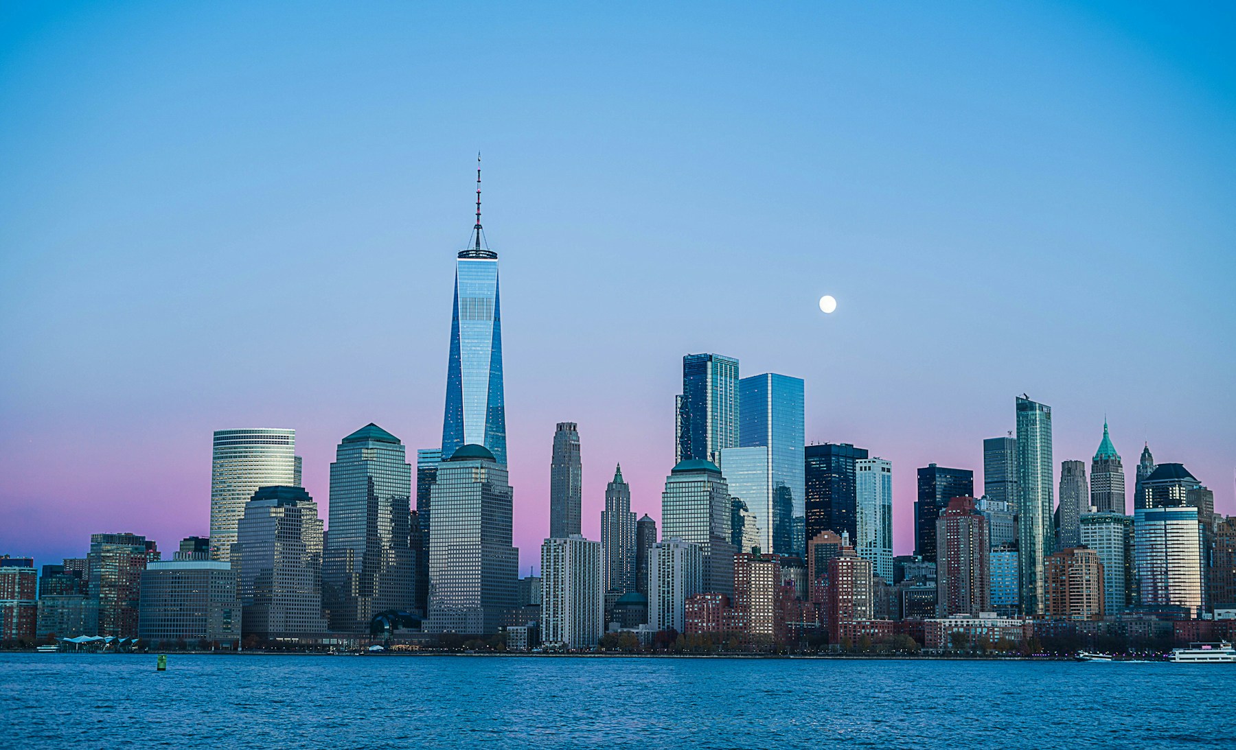 Urban skyline at dusk